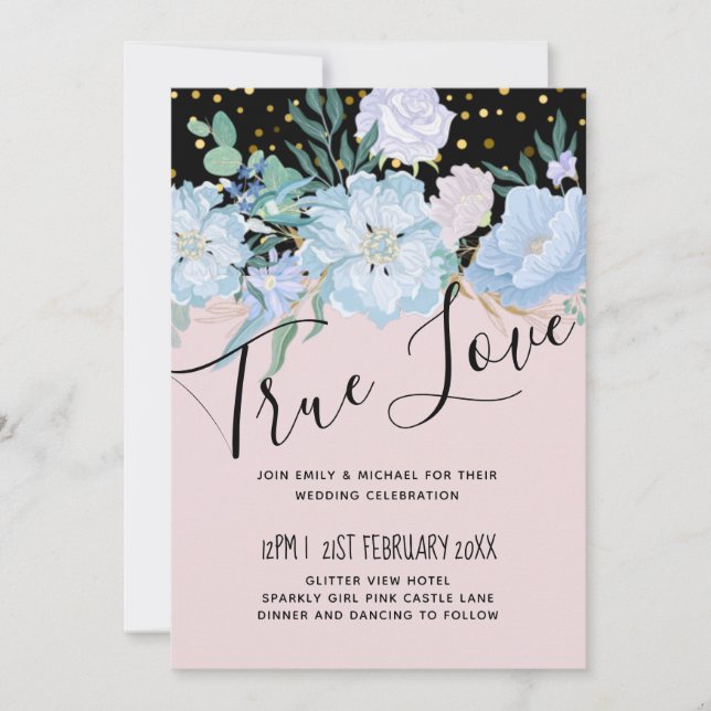 Budget för Dusty Blue  Rosa Blommigt Bröllop (Framsida)