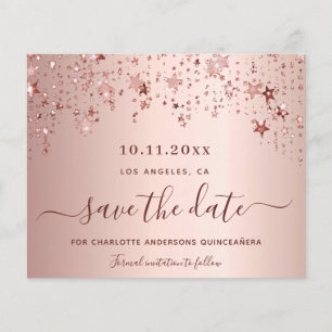 budget för Quinceanera ro guld Spara datum Flygblad