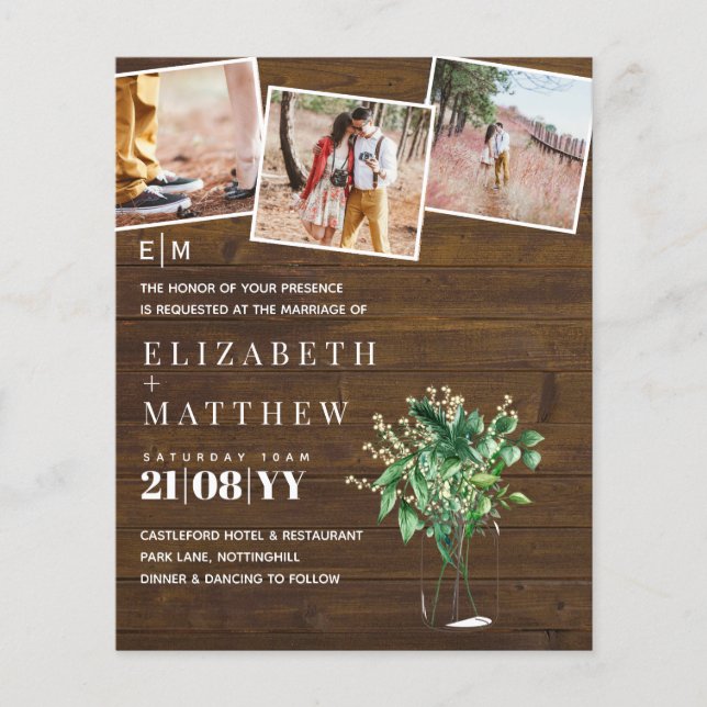 Budget för utlysning av bröllopsinbjudan för botan (Framsida)