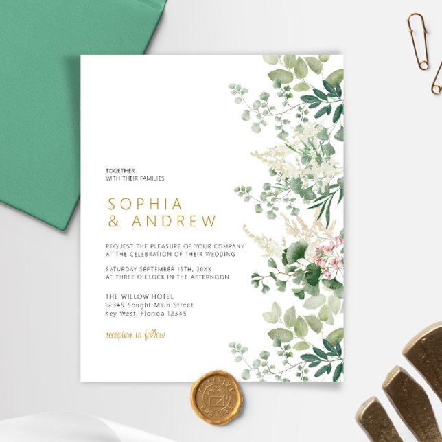 Budget Forest Greenery Wedding Invitation (Skapare uppladdad)