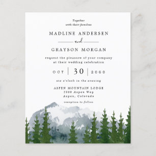 Budget Forest Mountain bröllopsinbjudan