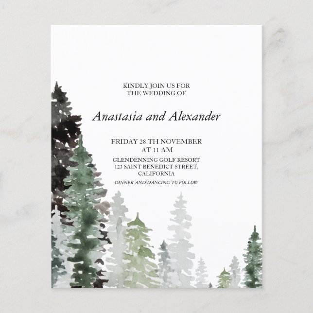 Budget/Forest-Wedding-inbjudan. Flyer (Framsidan)