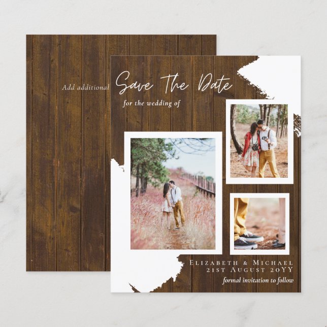 BUDGET Förlovning Photo RUSTIC SPARA DATUM (Fram/baksida)