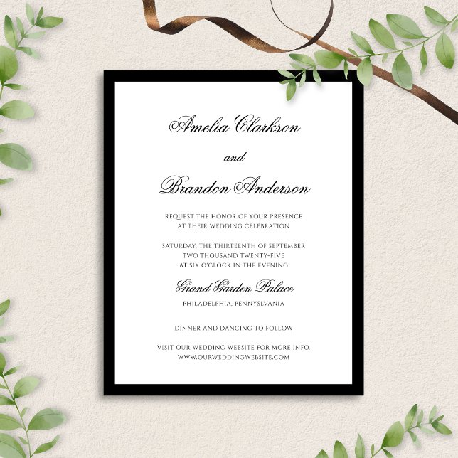 BUDGET Formell Elegant Black & White Script Bröllo (Skapare uppladdad)