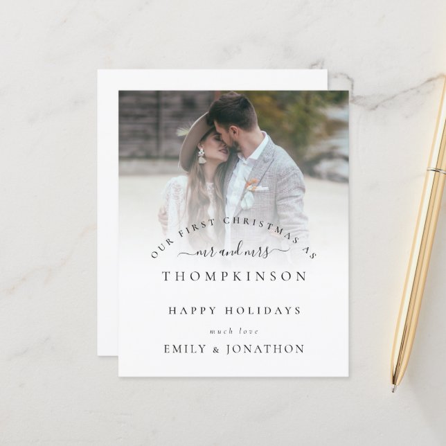 Budget Första jul - Mr. och Mrs. Photo Namn Card (Fram/Back In Situ)