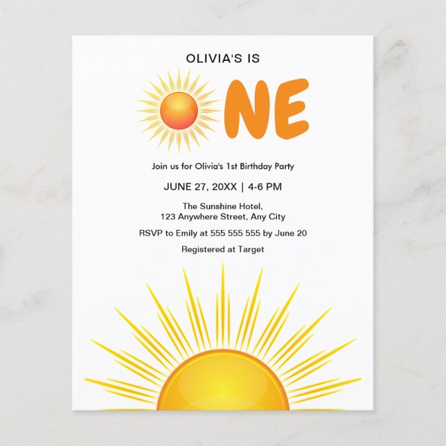 Budget Första Resa runt Sol-födelsedagen Inbjudan Flygblad (Framsidan)