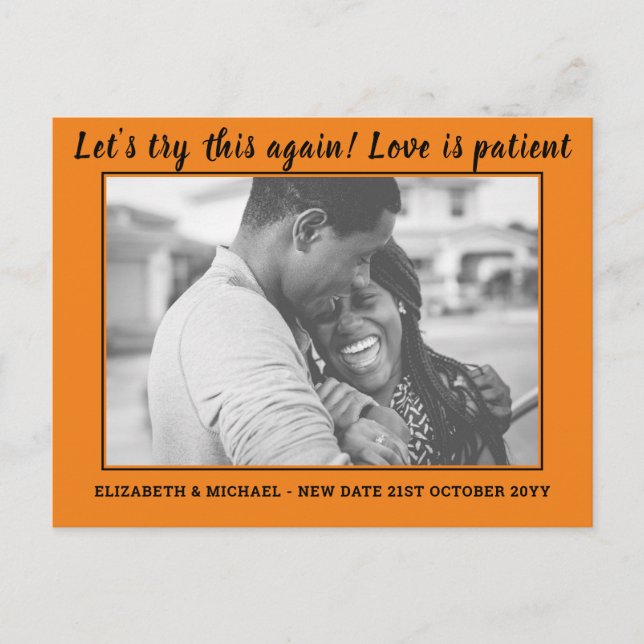 BUDGET Foto Ändring av Planer Spara Datum Bröllop Vykort (Framsida)