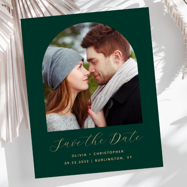 Budget Foto Arch Emerald Grön Guld Save the Date (Skapare uppladdad)