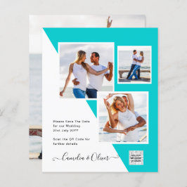 Budget Foto Bröllopsinbjudan Spara datum QR-kod 