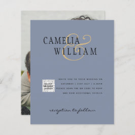 Budget Foto Bröllopsinbjudan Spara Datum QR-kod 