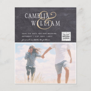 Budget Foto Bröllopsinbjudan Spara Datum QR-kod Flygblad