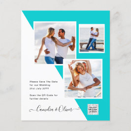 Budget Foto Bröllopsinbjudan Spara Datum QR-kod Flygblad