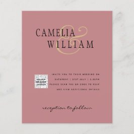 Budget Foto Bröllopsinbjudan Spara Datum QR-kod Flygblad