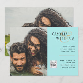 Budget Foto Bröllopsinbjudan Spara Datum QR-kod  Inbjudningar