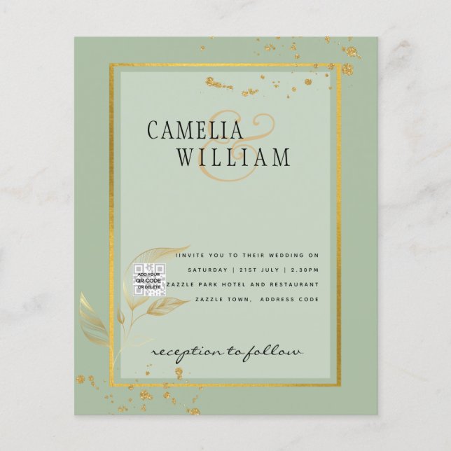 BUDGET Foto Bröllopsinbjudan Spara datumet Flygblad (Framsidan)