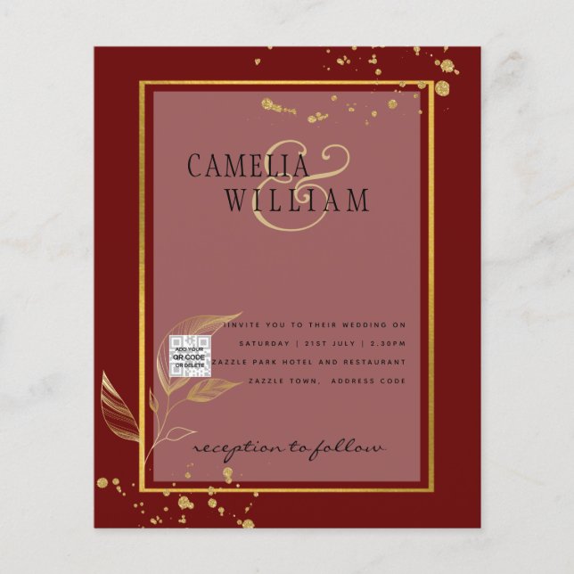 BUDGET Foto Bröllopsinbjudan Spara datumet Flygblad (Framsidan)