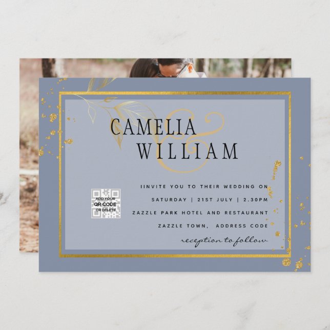 BUDGET Foto Bröllopsinbjudan Spara det datumet (Fram/baksida)