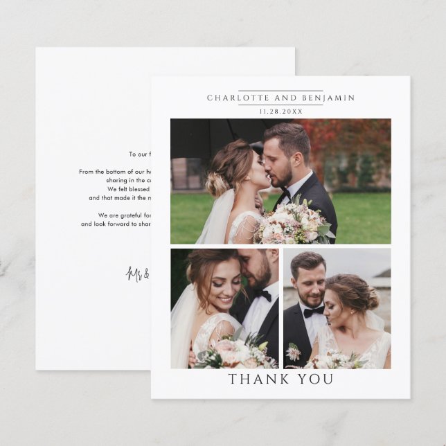 Budget Foto Collage Bröllop Tack (Fram/baksida)