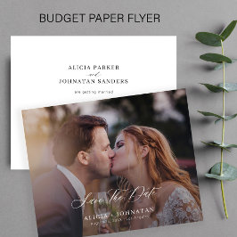 Budget foto elegant skrivstil bröllop spara datum flygblad