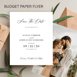 Budget foto enkel elegant bröllop spara datum flygblad