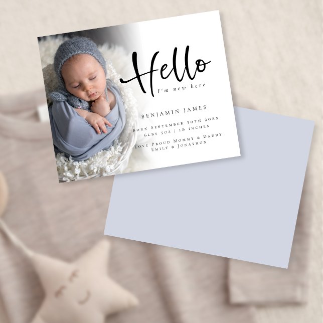 Budget Foto Hej Blå Pojke Födelseannons (Skapare uppladdad)