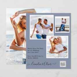 Budget Foto Spara datum BLÅ QR-kod RSVP