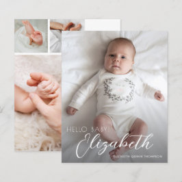 Budget Foto Vit Skrift Födelseannons