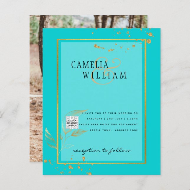 BUDGET Fotobröllopsinbjudan Spara datum (Fram/baksida)