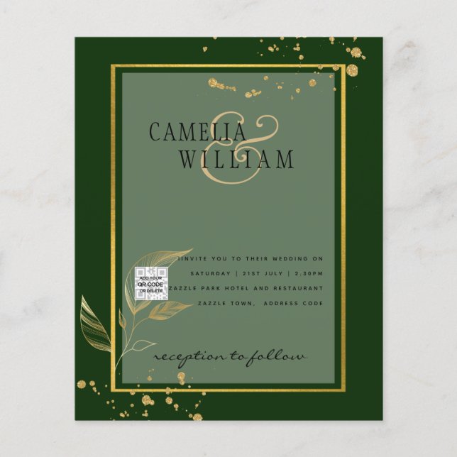 BUDGET Fotobröllopsinbjudan Spara datum Flygblad (Framsidan)