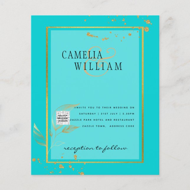 BUDGET Fotobröllopsinbjudan Spara datum Flygblad (Framsidan)