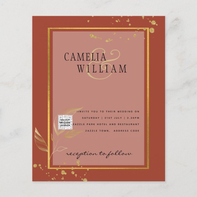 BUDGET Fotobröllopsinbjudan Spara datum Flygblad (Framsidan)