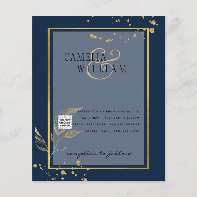 BUDGET Fotobröllopsinbjudan Spara datum Flygblad (Framsidan)