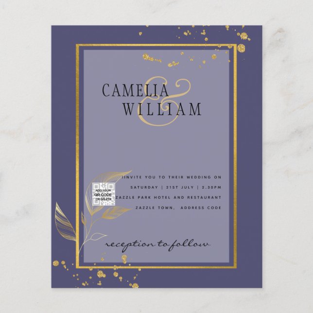 BUDGET Fotobröllopsinbjudan Spara datum Flygblad (Framsidan)