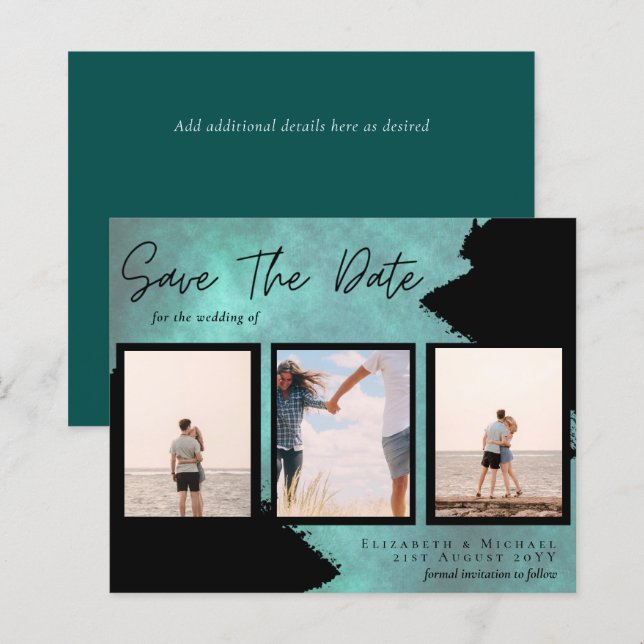 BUDGET Fotokollage Spara datum Bröllop Modernt (Fram/baksida)