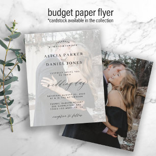 Budget fotoöverlägg modern bröllopsinbjudan flygblad