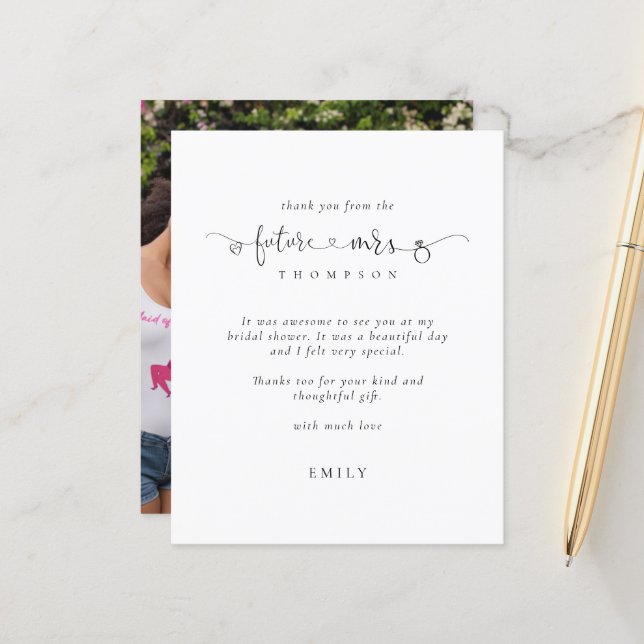 Budget Framtida Fru Foto Bröllopsfest Tack (Fram/Back In Situ)