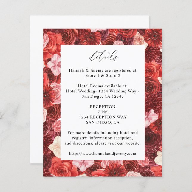 Budget Full Röda Blommiga Detaljer - Vit 3 (Fram/baksida)