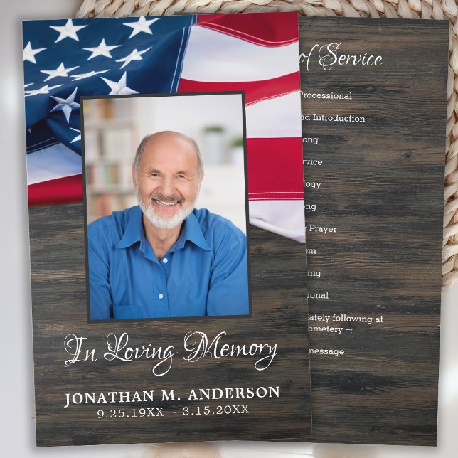 Budget Funeral Patriotic Memorial Service Program (Skapare uppladdad)