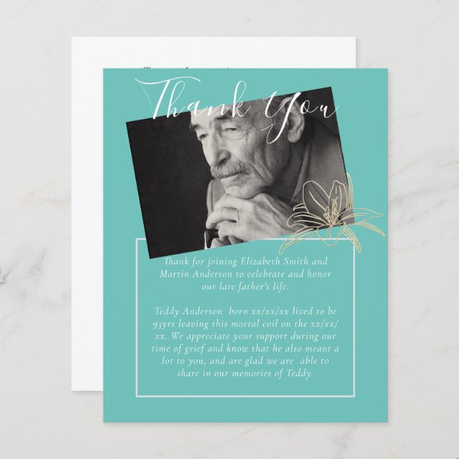 BUDGET Funeral Tack Photo Teal Lilly (Fram/baksida)