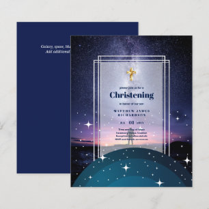BUDGET Galaxy CHRISTENING Inbjudningskort Baptism
