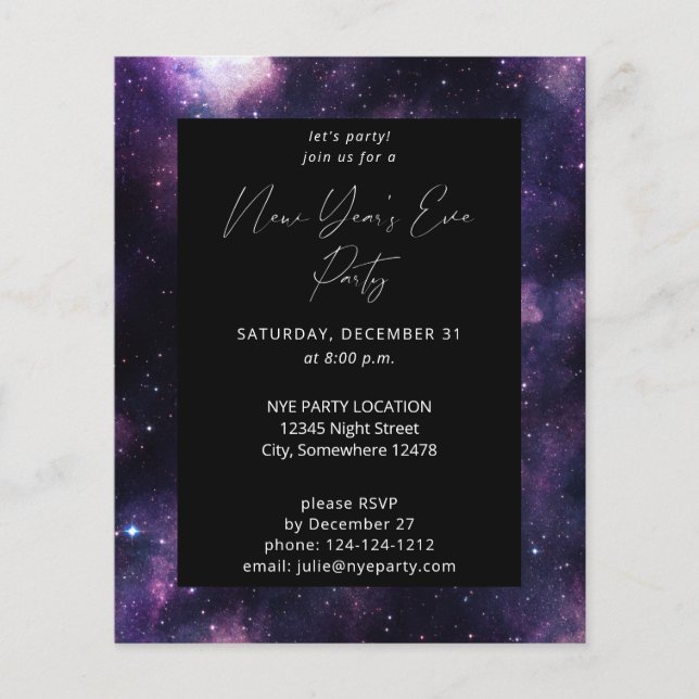 Budget Galaxy Nyårsafton Party Flygblad (Framsidan)