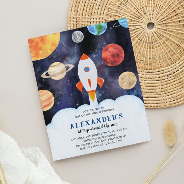 BUDGET Galaxy Planeter Rymd Raket Födelsedag (Skapare uppladdad)