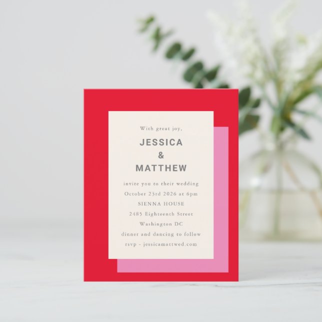 Budget Geometric Fold Rosa Red Wedding bjudande (Stående Fram)