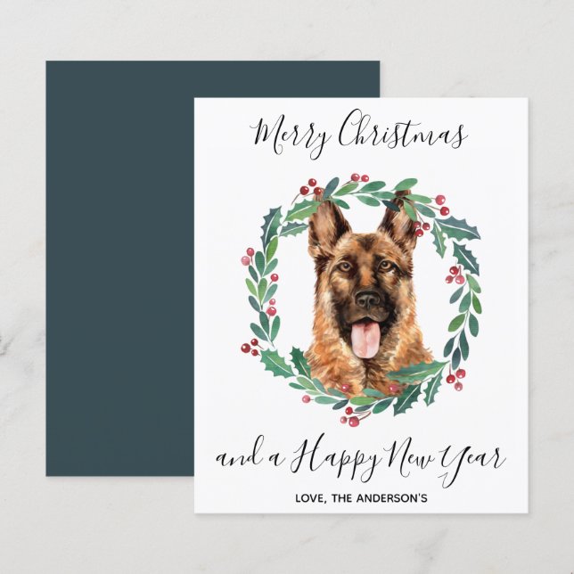 Budget German Shepherd Hund God jul Card (Fram/baksida)