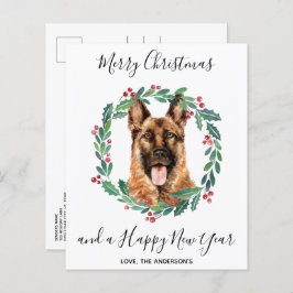 Budget German Shepherd Hund God jul Postard