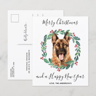 Budget German Shepherd Hund God jul Postard