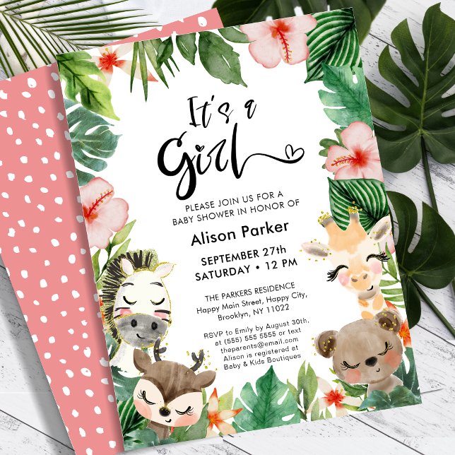 BUDGET Girl Jungle Safari Greenery Baby Shower (Skapare uppladdad)