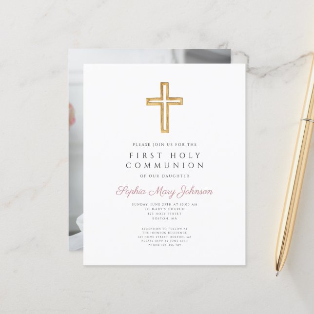 Budget Girl Religiösa Kor First Communion Photo (Fram/Back In Situ)