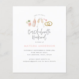 Budget Girly rosa champagne chic bachelorette Flygblad