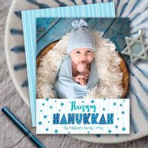 Budget Glad Hanukkah Foto Kul Blå Stjärnor Kort
